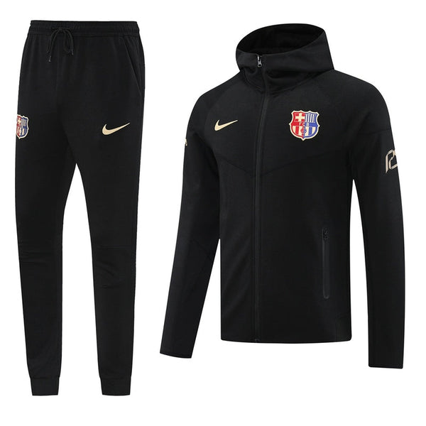 FC Barcelona Hooded Training Tracksuit Black