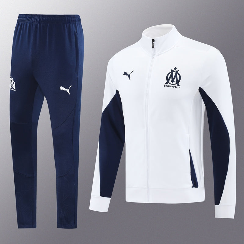 Olympique Marseille Training Tracksuit White Navy