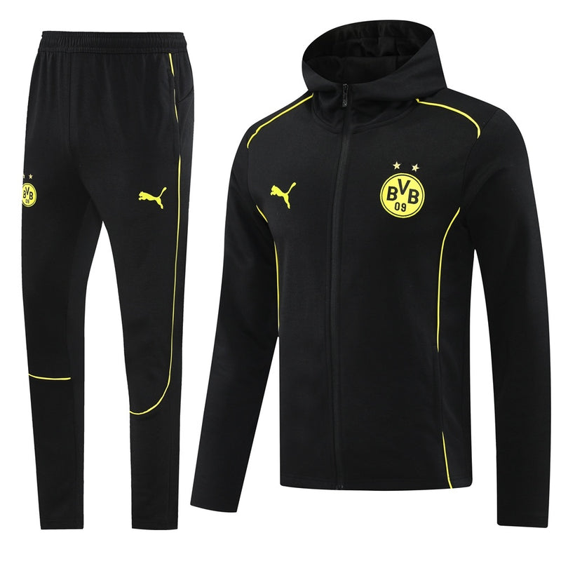 Borussia Dortmund Hooded Training Tracksuit Black Yellow