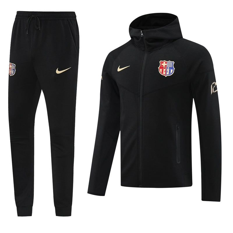 FC Barcelona Hooded Training Tracksuit Black