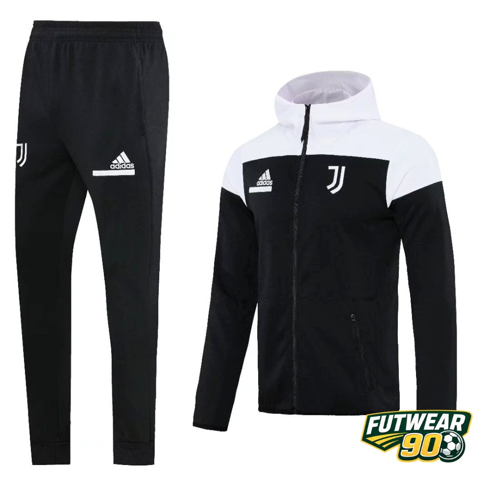 Juventus Black White Hooded Training Tracksuit