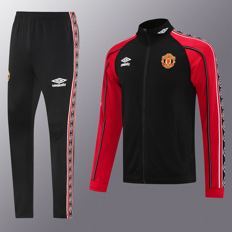 Manchester United Retro Umbro Tracksuit Black Red
