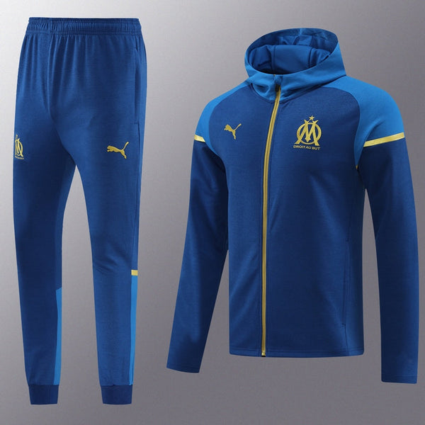 Olympique Marseille Hooded Training Tracksuit Blue