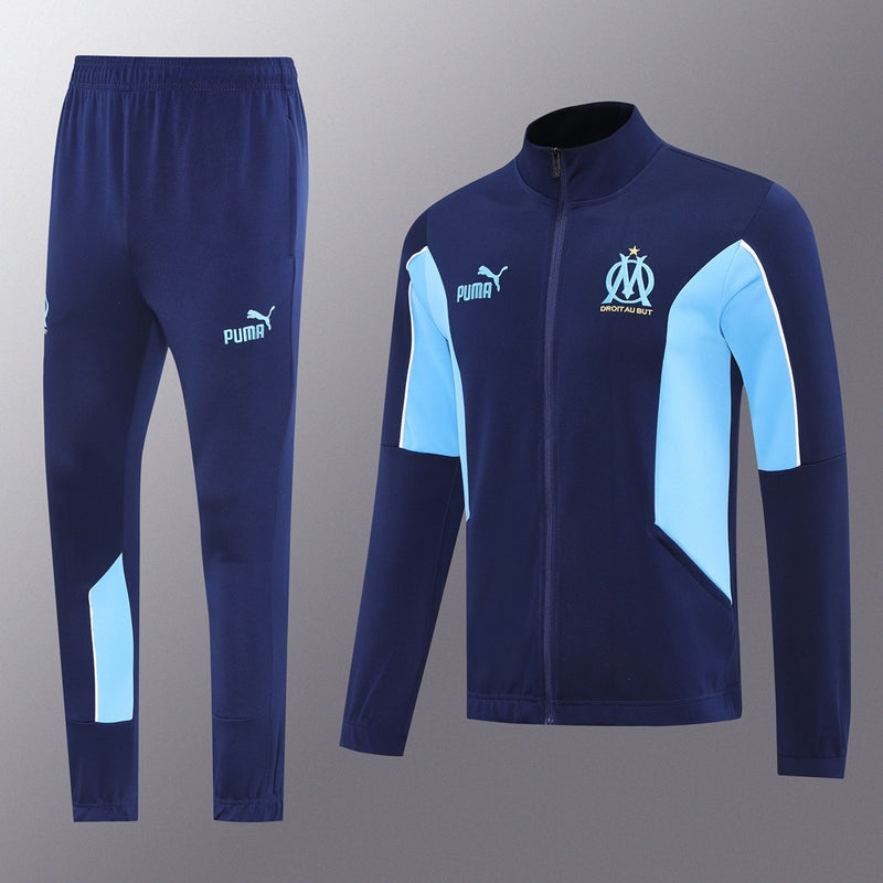 Olympique Marseille Training Tracksuit Navy Sky Blue