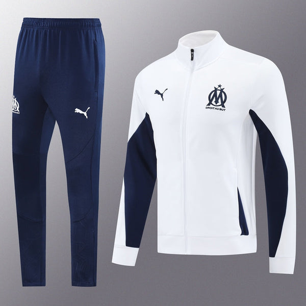 Olympique Marseille Training Tracksuit White Navy